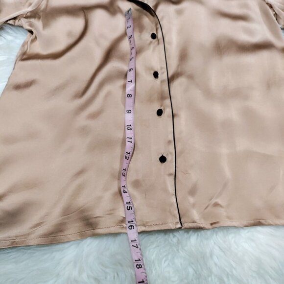 Intimissimi Soft Satin Piping Trim Short Sleeve Shirt & Shorts Pajama Set Size L - Picture 13 of 16